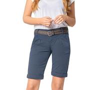 FRESH MADE Damen Bermuda-Shorts im Chino Style mit Gürtel Middle-Blue S