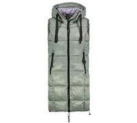 FRESH MADE Lange Stepp weste Kapuze Übergangs Herbst Frühlings Weste Windbreaker, Farbe:Middlegreen1, Größe:L 40