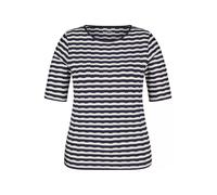 Rundhalsshirt RABE, Damen, Gr. 44, blau (marine), Web, Obermaterial: 58% Viskose, 36% Polyester, 6% Elasthan, gestreift, casual, tailliert hüftbedeckend, Rundhals, Halbarm, Shirts, im Streifen-Look un