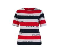 Rundhalsshirt RABE, Damen, Gr. 38, rot, Web, Obermaterial: 76% Baumwolle, 16% Polyester, 8% Elasthan, colorblocking, gestreift, casual, tailliert hüftbedeckend, Rundhals, Halbarm, Shirts, im Colorbloc