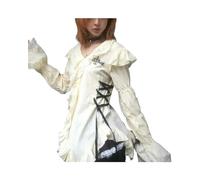FRESQA 2023 Y2k Ästhetik Spitze Hemd Grunge Gothic Unregelmäßige Blusen Fee Harajuku Verband Shirt Vintage Lolita Kleidung