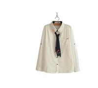 FRESQA Frühling Casual Süße Shirt Frauen Adrette Weiß Cartoon Krawatte Taste Mori Mädchen Weibliche Kawaii Lolita Bluse Tops