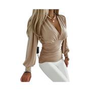 Pendler Dame Elegante Geometrische Drucken Blusen Frühling Tiefem V-Ausschnitt Hohl Schlank Enge Tops Pullover Herbst Langarm Frauen Shirts