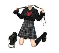 FRESQA Weiße Damenblusen im Lolita-Stil, Japanisches süßes Preppy-Hemd mit Krawatte, weiblich, Elegantes Rüschenoberteil, Schwarze Mode