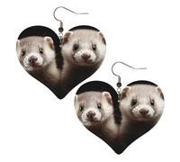 Frettchen-Leder-Ohrringe für Damen, Herz-Ohrringe, leicht, baumelnd, Schmuck, Geschenke