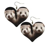 Frettchen-Leder-Ohrringe für Damen, Herz-Ohrringe, leicht, baumelnd, Schmuck, Geschenke, One Size, Kein Edelstein