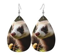 Frettchen-Ohrringe für Damen, tropfenförmig, Leder, doppelseitig, baumelnde Ohrringe, leicht, Damen-Ohr-Accessoires, Schmuck, modisch, Geburtstagsgeschenk