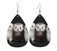 Frettchen-Ohrringe für Damen, tropfenförmig, Leder, doppelseitig, baumelnde Ohrringe, leicht, Damen-Ohrschmuck, Schmuck, modisch, Geburtstagsgeschenk