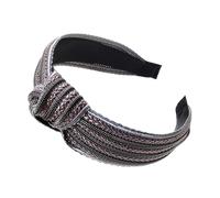 Freundliches, geflochtenes Stroh-Stirnband mit Knotendetail, breit, für Damen, sicherer Slip, Haar-Accessoire, lässiger gewebter Kopf für den täglichen Gebrauch