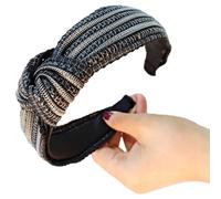 Freundliches, geflochtenes Stroh-Stirnband mit Knotendetail, breit, für Damen, sicherer Slip, Haar-Accessoire, lässiger gewebter Kopf für den täglichen Gebrauch
