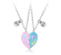 Freundschaftskette, Freundschafts-Anhänger-Halsketten-Set Best Friends-Kette, BFF-Halskette, Herz Lila für 2 Mädchen, Geburtstagsgeschenk für beste Freunde（Blau + Pink + Delphin）