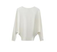 Frewurwer Damen-Strickpullover in Unifarbe, Oversize-Schnitt, Fledermausärmel, U-Boot-Ausschnitt, Lange Ärmel, Lockerer Schnitt Einheitsgröße