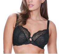 Freya Damen Women's Fancies Underwire Plunge Bra BH, Halbtransparent, schwarz, 60G