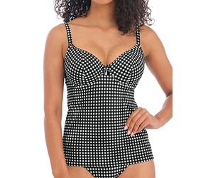 Freya - Tankini-Tankini-Tankini-Oberteil mit Bügel, Check in Monochrom - 90J, Schwarz