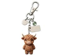 Frfik Schlüsselanhänger - Tier Anhänger | Tiermotiv Schlüsselanhänger für Damen 3D Harz, 1-Stück Cartoon Kuh Schlüsselring für Kinder Jugendliche & Handtasche, Inklusive Karte für Auto Rucksack Deko