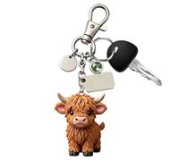 Frfik Schlüsselanhänger - Tieranhänger | Tiermotiv Schlüsselanhänger für Frauen 3D Harz 1 Stück Cartoon Kuh Schlüsselanhänger für Kinder Jugendliche & Handtaschen Inklusive Karte für Auto Rucksack
