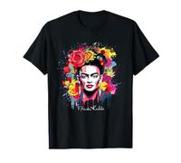 Frida Kahlo - Damen T-Shirt Schwarz S Klassisch Einfarbig Rundhals-Ausschnitt Halbarm Pull-On Reguläre Passform Sommer Casual Wear