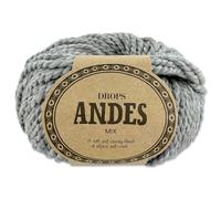 Frida's Wollhaus Drops 100 g Andes Stricken Häkeln Alpaka Schurwolle Alpaca Garn 28 Farben (9015 | Grau | Mix)