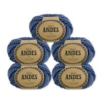 Frida's Wollhaus Drops 5 x 100 g Andes Stricken Häkeln Alpaka Schurwolle Alpaca Garn 28 Farben (6343 | Blaue Dämmerung | Mix)