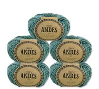 Frida's Wollhaus Drops 5 x 100 g Andes Stricken Häkeln Alpaka Schurwolle Alpaca Garn 28 Farben (7130 | Meeresgrün | Mix)