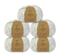 Frida's Wollhaus Drops 5 x 50 g Air Stricken Häkeln Alpaka Schurwolle Alpaca Superweich 50 Farben (03 | Perlgrau Mix)