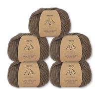 Frida's Wollhaus Drops 5 x 50 g Air Stricken Häkeln Alpaka Schurwolle Alpaca Superweich 50 Farben (05 | Braun Mix)