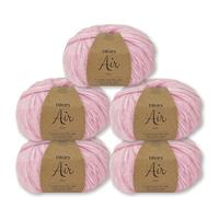 Frida's Wollhaus Drops 5 x 50 g Air Stricken Häkeln Alpaka Schurwolle Alpaca Superweich 50 Farben (08 | Hellrosa Mix)