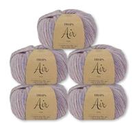 Frida's Wollhaus Drops 5 x 50 g Air Stricken Häkeln Alpaka Schurwolle Alpaca Superweich 50 Farben (15 | Lila Nebel Mix)