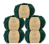 Frida's Wollhaus Drops 5 x 50 g Air Stricken Häkeln Alpaka Schurwolle Alpaca Superweich 50 Farben (19 | Waldgrün Uni)