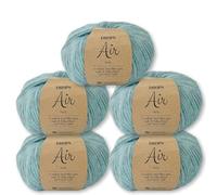 Frida's Wollhaus Drops 5 x 50 g Air Stricken Häkeln Alpaka Schurwolle Alpaca Superweich 50 Farben (27 | Seegrün Mix)