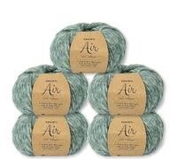 Frida's Wollhaus Drops 5 x 50 g Air Stricken Häkeln Alpaka Schurwolle Alpaca Superweich 50 Farben (30 | Salbeigrün Uni)