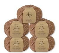 Frida's Wollhaus Drops 5 x 50 g Air Stricken Häkeln Alpaka Schurwolle Alpaca Superweich 50 Farben (35 | Ziegelstein Uni)
