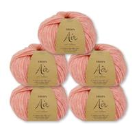 Frida's Wollhaus Drops 5 x 50 g Air Stricken Häkeln Alpaka Schurwolle Alpaca Superweich 50 Farben (50 | Pfirsichrosa Uni)