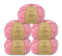 Frida's Wollhaus Drops 5 x 50 g Air Stricken Häkeln Alpaka Schurwolle Alpaca Superweich 50 Farben (53 | Erdbeereis Uni)
