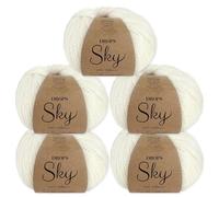 Frida's Wollhaus Drops 5 x 50 g Sky Stricken Häkeln Alpaca Schurwolle Alpaka Superweich 31 Farben (01 | Weiß Uni)