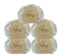 Frida's Wollhaus Drops 5 x 50 g Sky Stricken Häkeln Alpaca Schurwolle Alpaka Superweich 31 Farben (03 | Heller Nebel Mix)