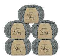 Frida's Wollhaus Drops 5 x 50 g Sky Stricken Häkeln Alpaca Schurwolle Alpaka Superweich 31 Farben (04 | Stahlgrau Mix)