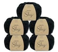 Frida's Wollhaus Drops 5 x 50 g Sky Stricken Häkeln Alpaca Schurwolle Alpaka Superweich 31 Farben (05 | Schwarz Mix)