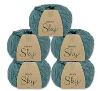 Frida's Wollhaus Drops 5 x 50 g Sky Stricken Häkeln Alpaca Schurwolle Alpaka Superweich 31 Farben (06 | Seegrün Mix)