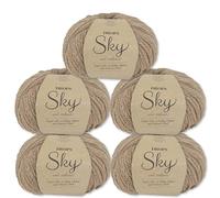 Frida's Wollhaus Drops 5 x 50 g Sky Stricken Häkeln Alpaca Schurwolle Alpaka Superweich 31 Farben (22 | Mandel Uni)