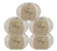 Frida's Wollhaus Drops 5 x 50 g Sky Stricken Häkeln Alpaca Schurwolle Alpaka Superweich 31 Farben (25 | Weißer Nebel Uni)