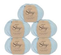 Frida's Wollhaus Drops 5 x 50 g Sky Stricken Häkeln Alpaca Schurwolle Alpaka Superweich 31 Farben (31 | Eisblau Uni)