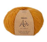Frida's Wollhaus Drops 50 g Air Stricken Häkeln Alpaka Schurwolle Alpaca Superweich 50 Farben (22 | Gelb Uni)