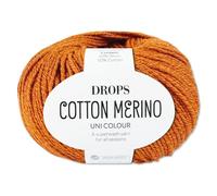 Frida's Wollhaus Drops 50 g Cotton Merino superwash Schurwolle Baumwolle Öko-Tex Wolle Garn Stricken Häkeln (25 | Rost)