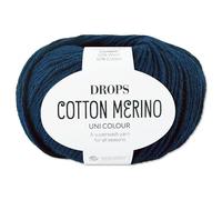 Frida's Wollhaus Drops 50 g Cotton Merino superwash Schurwolle Baumwolle Öko-Tex Wolle Garn Stricken Häkeln (08 | Marine)