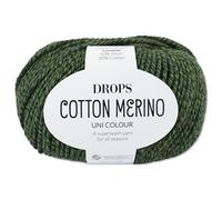 Frida's Wollhaus Drops 50 g Cotton Merino superwash Schurwolle Baumwolle Öko-Tex Wolle Garn Stricken Häkeln (22 | Dunkelgrün)