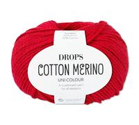 Frida's Wollhaus Drops 50 g Cotton Merino superwash Schurwolle Baumwolle Öko-Tex Wolle Garn Stricken Häkeln (06 | Kirschrot)