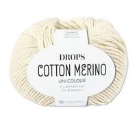 Frida's Wollhaus Drops 50 g Cotton Merino superwash Schurwolle Baumwolle Öko-Tex Wolle Garn Stricken Häkeln (01 | Natur)