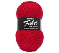 Frida's Wollhaus Drops 50 g Fabel Sockenwolle Schurwolle superwash Garn Stricken Häkeln 45 Farben (106 | Rot)