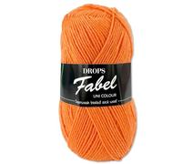 Frida's Wollhaus Drops 50 g Fabel Sockenwolle Schurwolle superwash Garn Stricken Häkeln 45 Farben (119 | Elektrisches Orange)